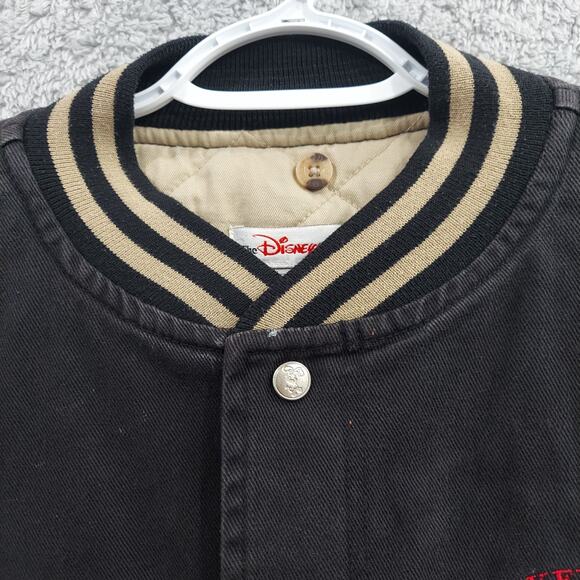 Disney Vintage Bomber Jacket Small Mickey Mouse Black And Tan Coat (No Hood) - Picture 8 of 16